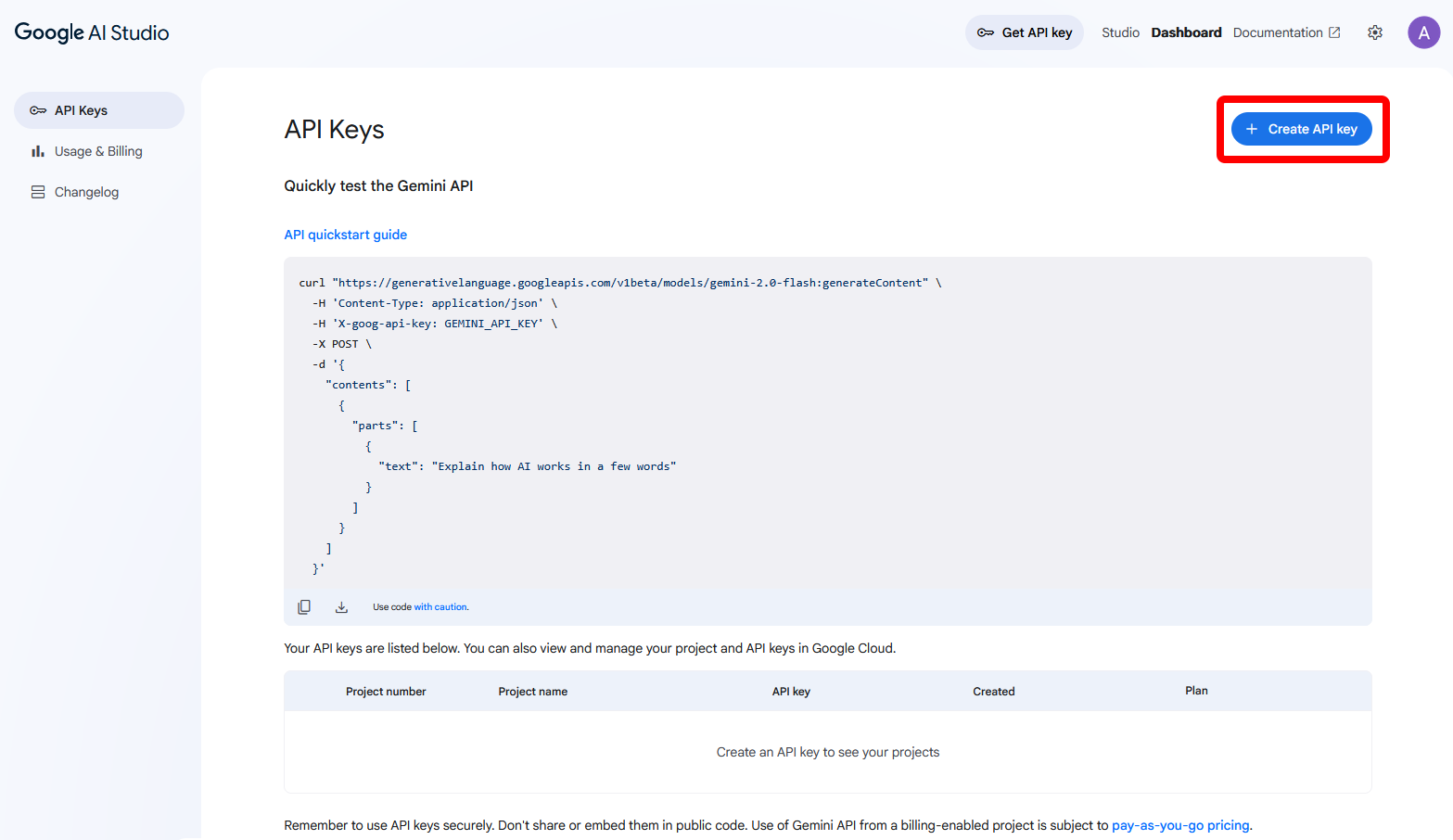 Create API Key