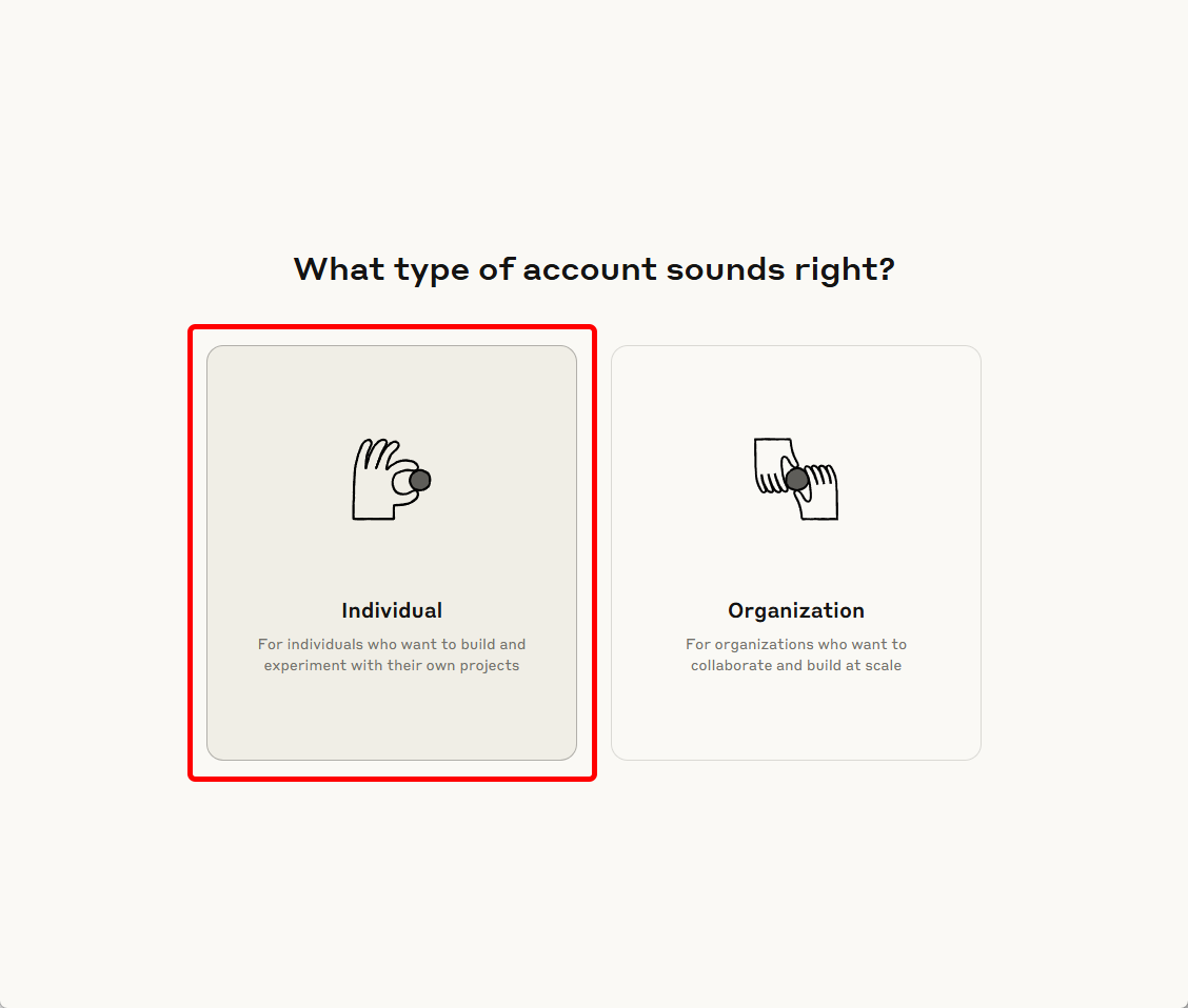 Select Account Type