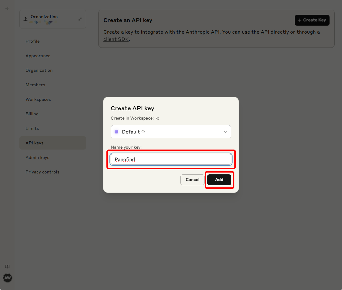 Create API Key