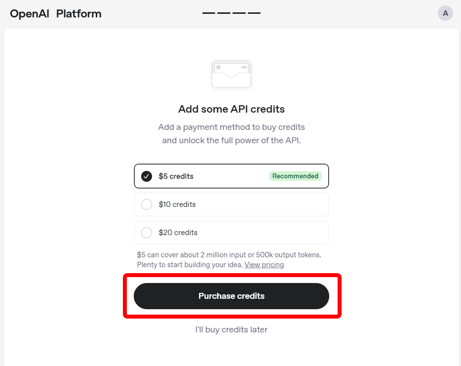 OpenAI - Add credits